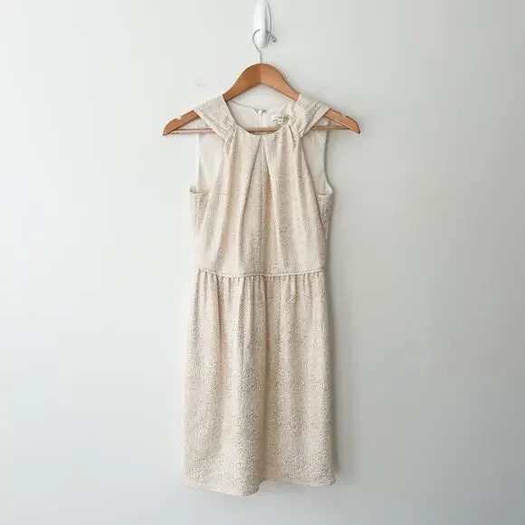 Shoshana Gold Metallic Sleeveless Mini Cocktail Dress, Size 2 - Picture 1 of 8